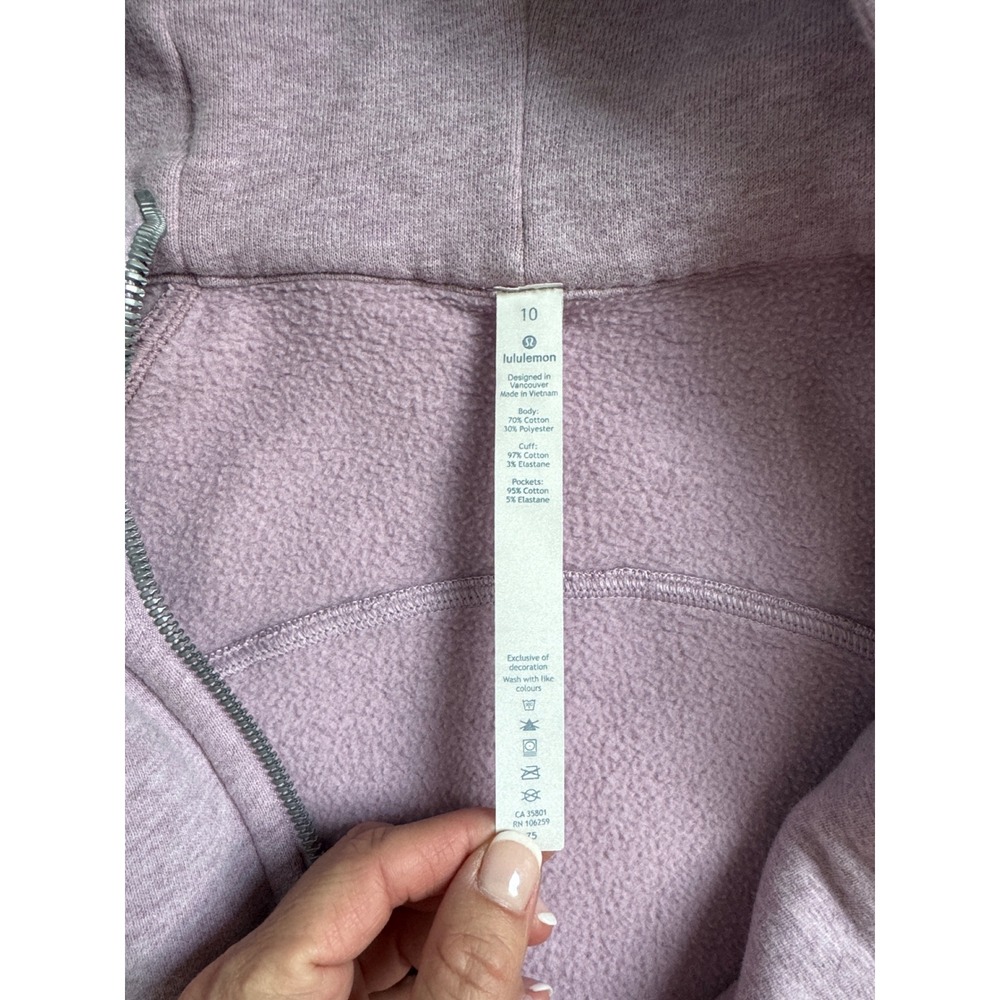 Lululemon Scuba Full Zip Hoodie Women Sz 6 Pink Heathered Mauve Athletic Jacket - Picture 11 of 12